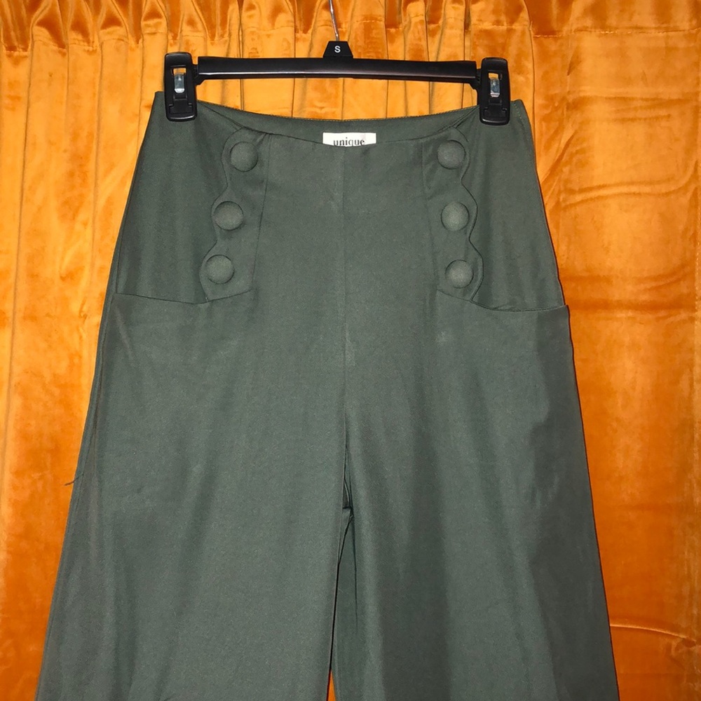 Olive green Wide leg dress pants